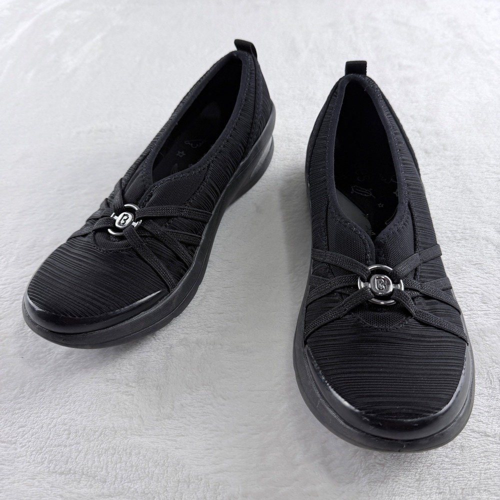 Bzees Slip On Shoes Black Textured Strap Detail‎ Size 7M